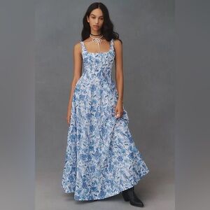 Aqua Blu Claudette Sleeveless Square-Neck Floral Maxi Dress Anthropologie
